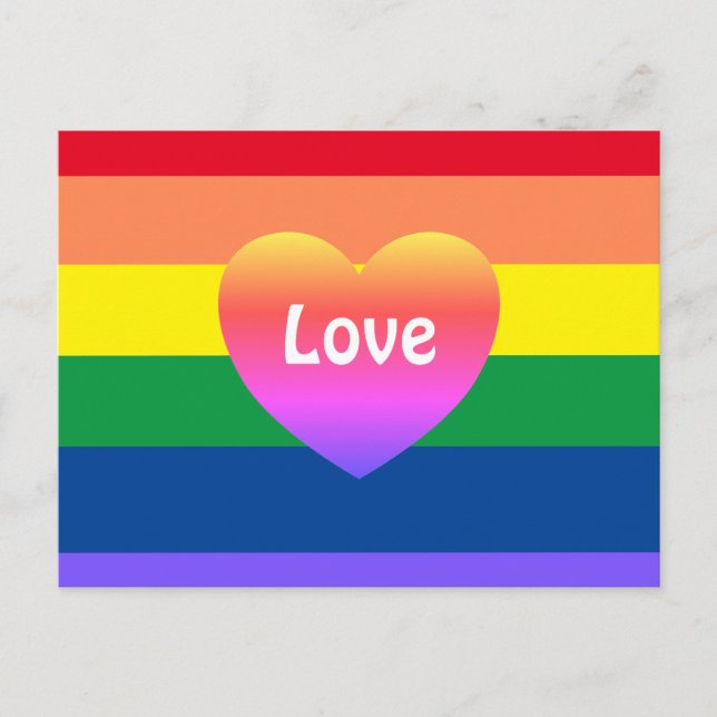 Gay Pride Rainbow Colourful Heart LGBTQ Postcard (Front)