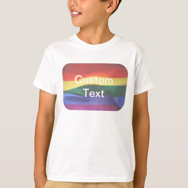 Gay Pride Rainbow Flag Custom Text T-Shirt (Front)