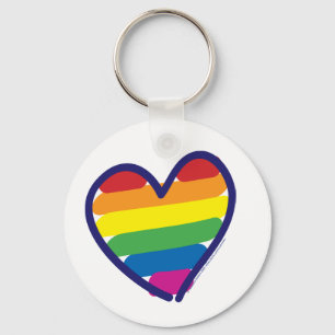 Gay Pride Rainbow Flag Heart Keychain