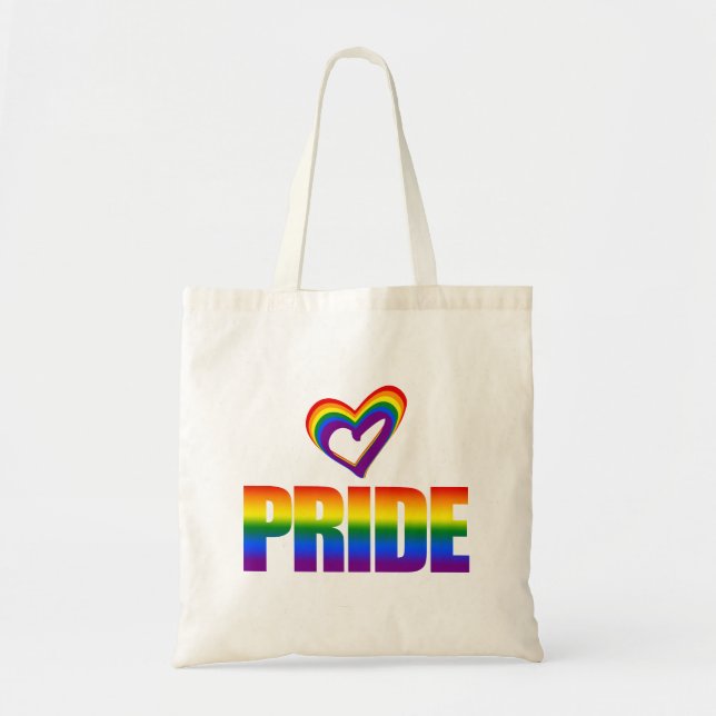 Gay Pride Rainbow Flag Heart LGBT Equality Love Tote Bag (Front)