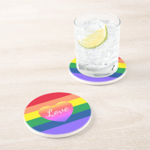 Gay Pride Rainbow Flag Heart LGBTQ Coaster
