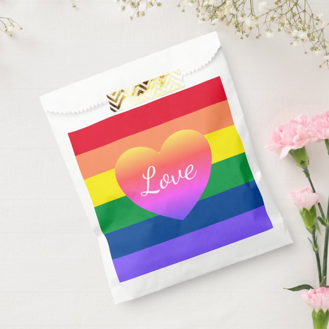 Gay Pride Rainbow Flag Heart LGBTQ  Favour Bag (Sealed)