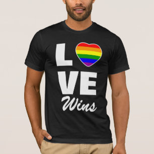Gay Pride Rainbow Flag Heart Love Wins T-Shirt