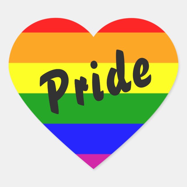 Gay Pride Rainbow Flag Heart Sticker (Front)