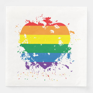 Gay Pride Rainbow Flag Hearts Napkin