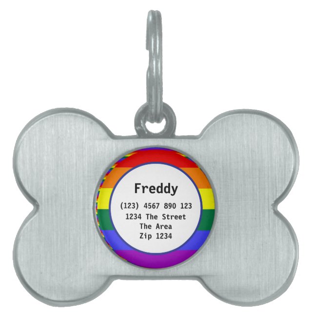 Gay Pride Rainbow Flag ID Name Pet Tag (Front)