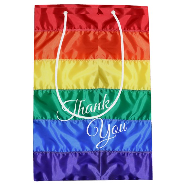 Gay pride rainbow flag LGBT LGBTQ rainbow stripes  Medium Gift Bag (Front)