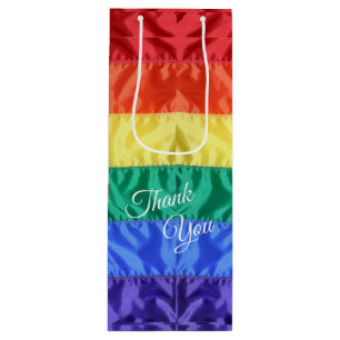 Gay pride rainbow flag LGBT LGBTQ rainbow stripes  Wine Gift Bag