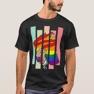 Gay Pride Rainbow Flag Lgbt Q Ally Equality Human T-Shirt