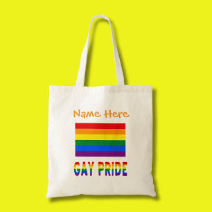 Gay Pride Rainbow Flag Orange Personalization  Tote Bag