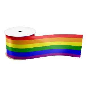 Gay Pride Rainbow Flag pattern Satin Ribbon