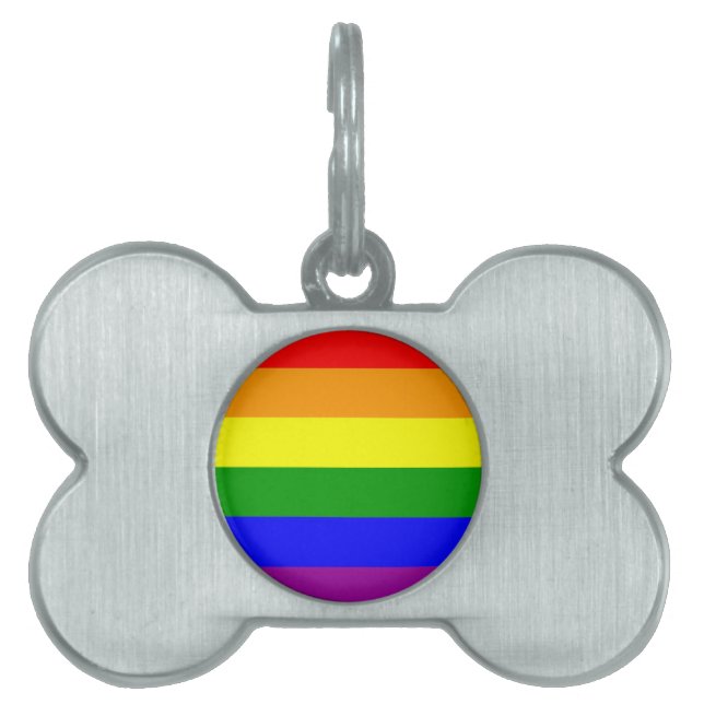 Gay Pride Rainbow Flag Pet ID Tag (Front)
