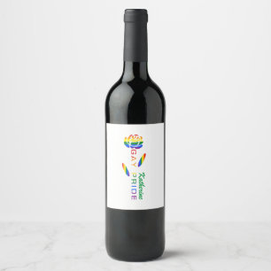 Gay Pride Rainbow Flag Rose Personalized Wine Label