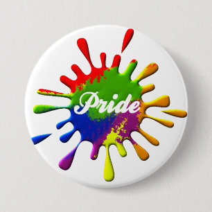 Gay Pride Rainbow Flag Splash Pride 3 Inch Round Button