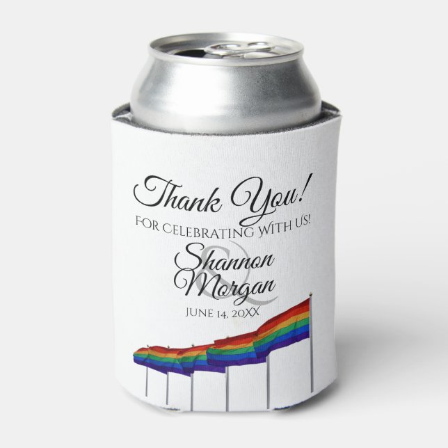 Gay Pride Rainbow Flag Wedding Favour Thank You Can Cooler (Can Front)