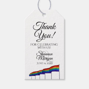 Gay Pride Rainbow Flags Wedding Favour Thank You Gift Tags