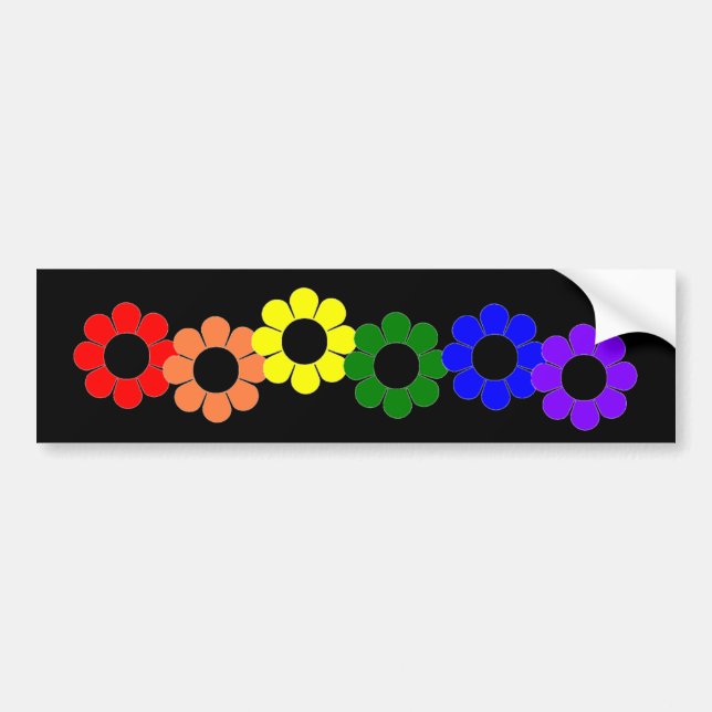 Gay Pride Rainbow Flowers Bumper Sticker (Front)