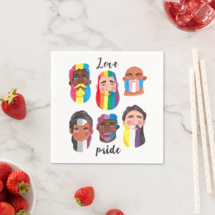 Gay pride rainbow gender flags beard men napkin