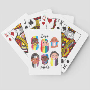 Gay pride rainbow gender flags beard men playing cards