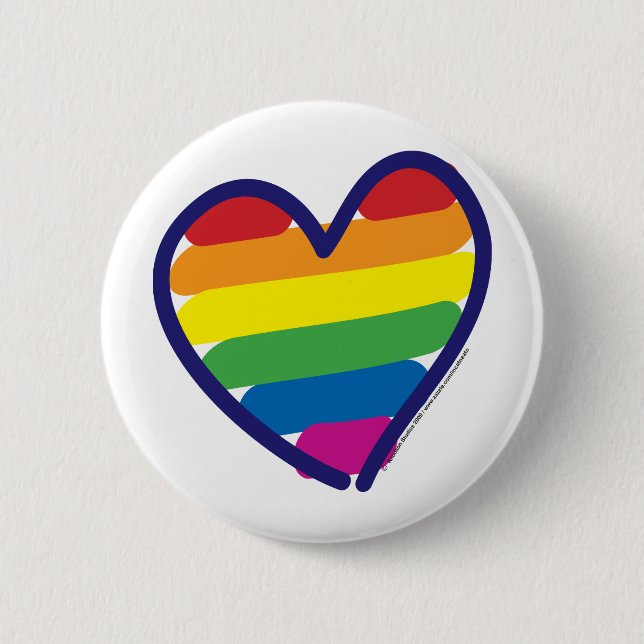Gay Pride Rainbow Heart 2 Inch Round Button (Front)