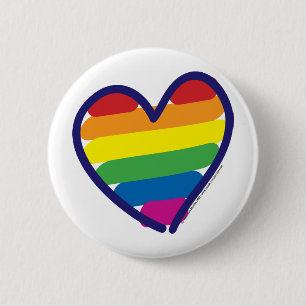 Gay Pride Rainbow Heart 2 Inch Round Button