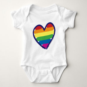 Gay Pride Rainbow Heart Baby Bodysuit