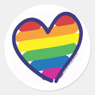 Gay Pride Rainbow Heart Classic Round Sticker
