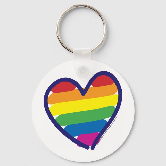 Gay Pride Rainbow Heart Keychain (Front)