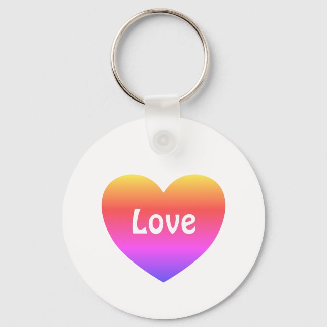 Gay Pride Rainbow Heart Love LGBTQ  Keychain (Front)