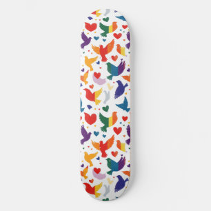 Gay pride Rainbow Hearts Doves LGBTQ+ Skateboard