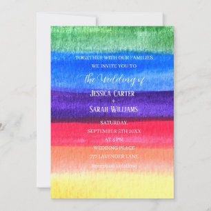 Gay Pride Rainbow Lesbian LGBT Wedding Invitation