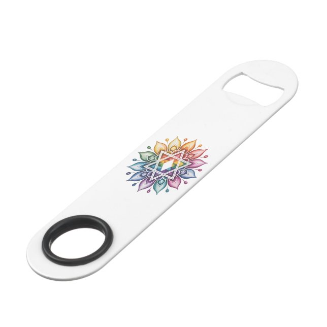 Gay Pride Rainbow LGBT Bar Key (Back Angled)