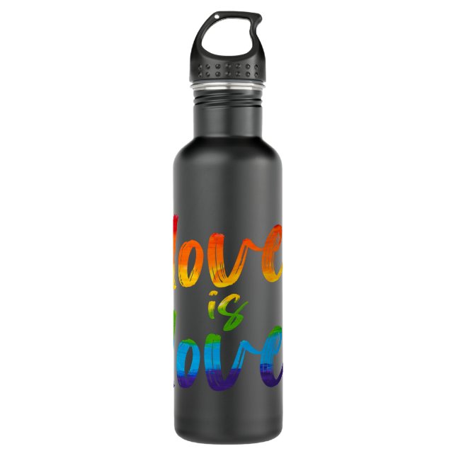 Gay Pride Rainbow LGBT Love Is Love Pullover Hoodi 710 Ml Water Bottle (Front)