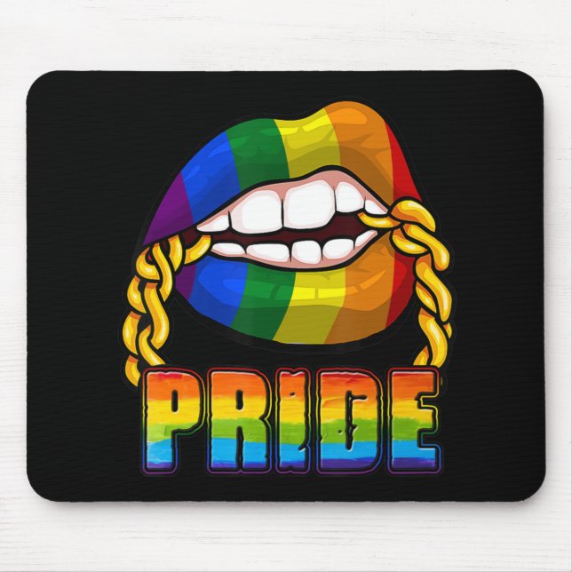Gay Pride Rainbow Lips LGBT Awareness Month 2022  Mouse Pad (Front)