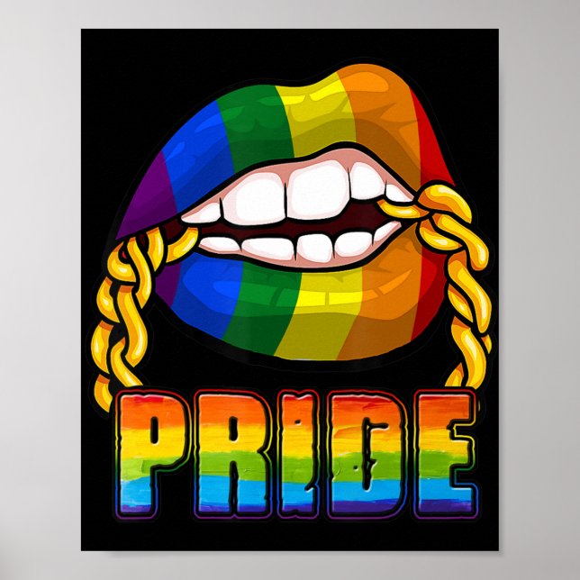 Gay Pride Rainbow Lips LGBT Awareness Month 2022  Poster (Front)