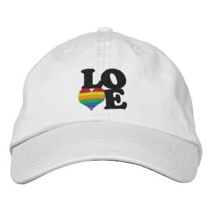 Gay Pride Rainbow Love Heart Embroidered Hat