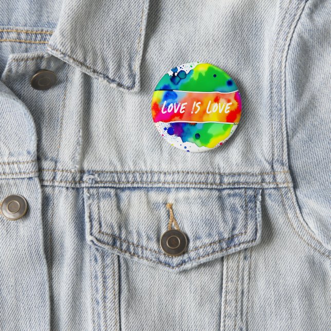 Gay Pride Rainbow Love Is Love 2 Inch Round Button (In Situ)
