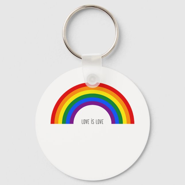 Gay Pride Rainbow. Love is Love Keychain (Front)