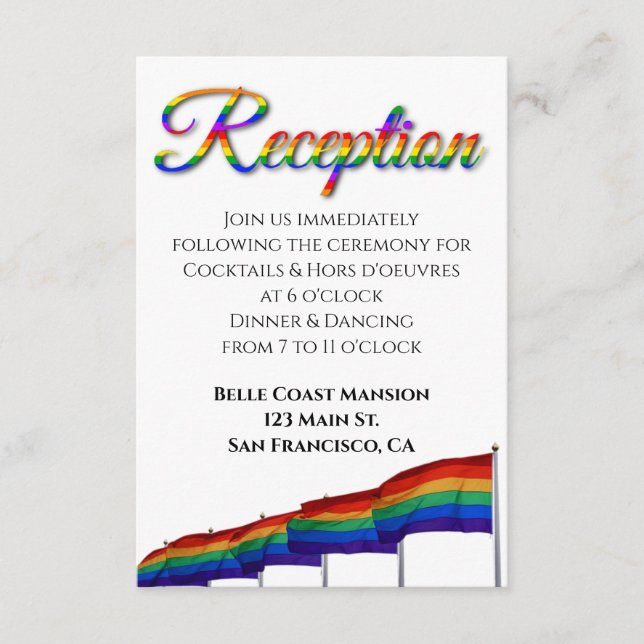 Gay pride Rainbow Mariage - Carte de la réception (Devant)