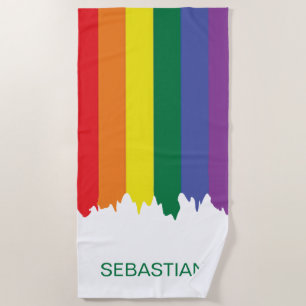 Gay Pride Rainbow Paint Beach Towel