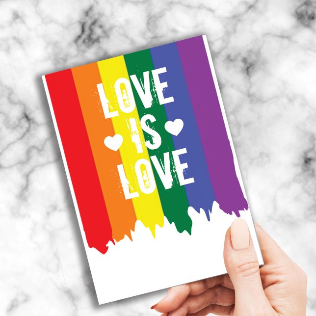 Gay Pride Rainbow Paint Love Is Love Postcard (Creator Uploaded)