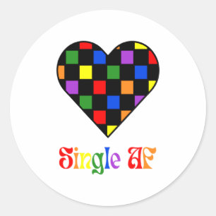 Gay Pride Rainbow Single Af Valentines Day Sarcas  Classic Round Sticker