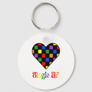 Gay Pride Rainbow Single Af Valentines Day Sarcas Keychain