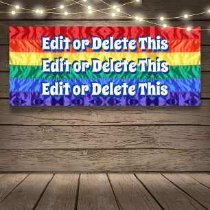 Gay Pride Rainbow Stripes Custom Text Personalized Banner
