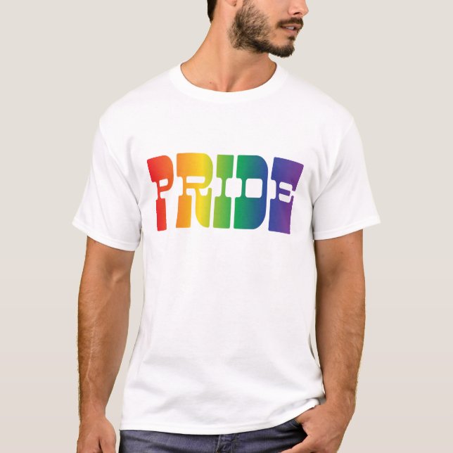 Gay Pride Rainbow Text T-Shirt (Front)