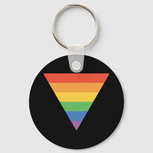 Gay Pride Rainbow Triangle Keychain (Front)