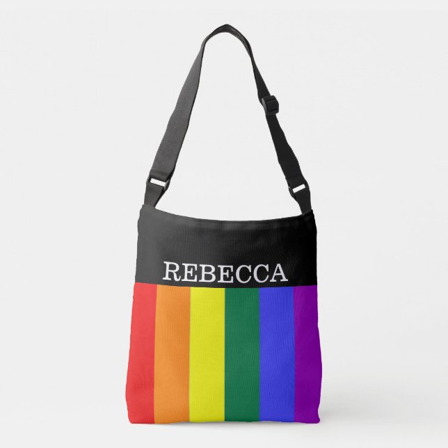 Gay Pride Rainbow Unique Personalized Crossbody Bag (Front)