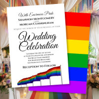 Gay Pride Rainbow Wedding Invitation - Black Text