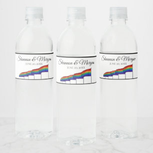 Gay Pride Rainbow Wedding Water Bottle Labels