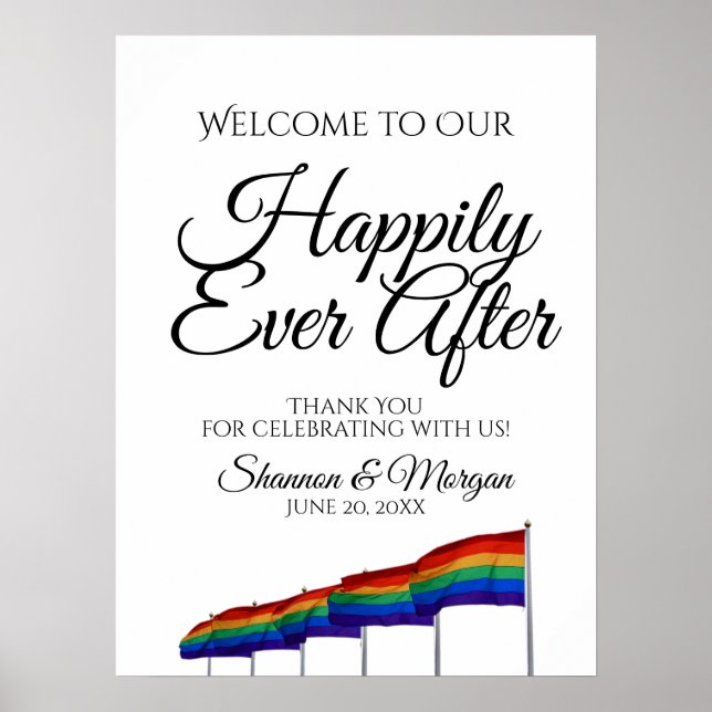 Gay Pride Rainbow Wedding Welcome Sign (Front)